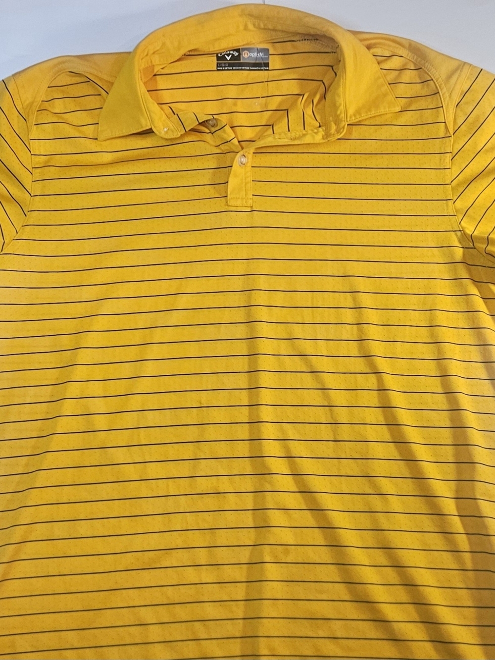 Callaway Yellow Polo with Thin Black Stripes